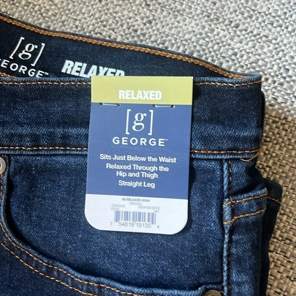 George Men's Dark Wash relaxed straight leg denim jean